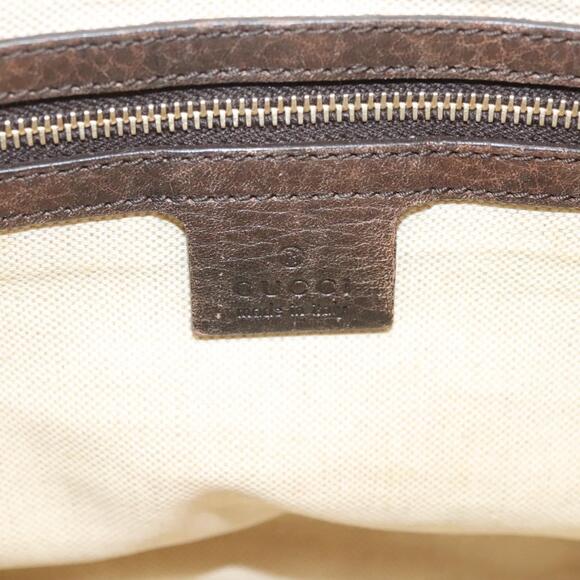 GUCCI Diamante Horsebit Hand Bag Canvas Gold Beige - Picture 16 of 16